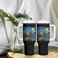 Bigfoot Racing Tumbler With Handle Sasquatch Checkered Flag Starry Night Van Gogh