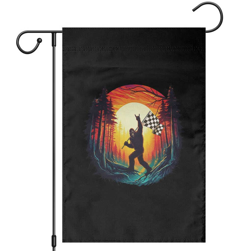Bigfoot Racing Garden Flag Sasquatch Checkered Flag - Wonder Print Shop