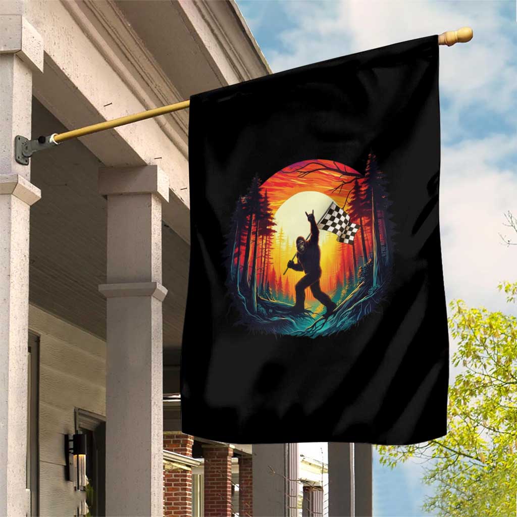 Bigfoot Racing Garden Flag Sasquatch Checkered Flag - Wonder Print Shop
