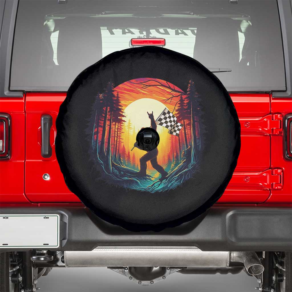Bigfoot Racing Spare Tire Cover Sasquatch Checkered Flag - Wonder Print Shop