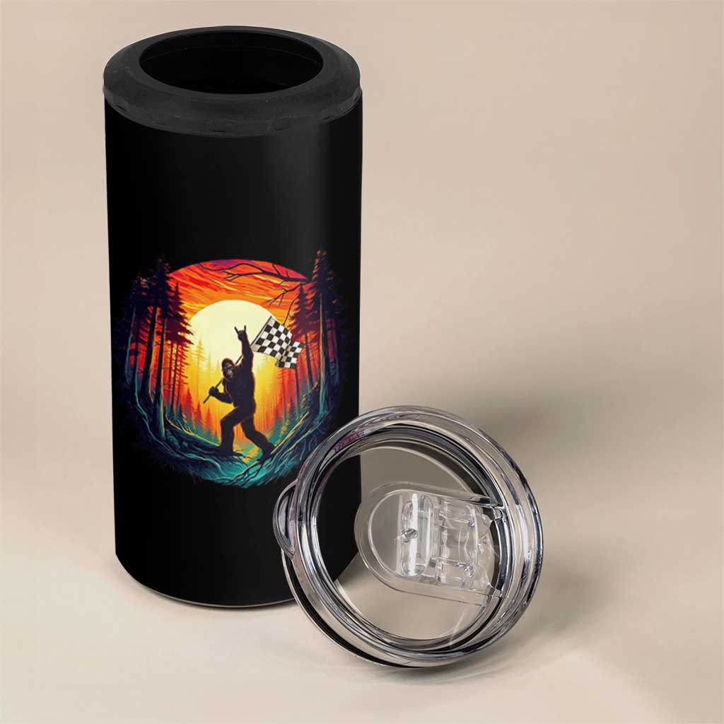 Bigfoot Racing 4 in 1 Can Cooler Tumbler Sasquatch Checkered Flag