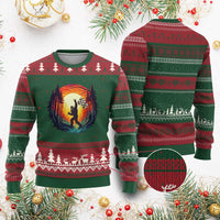 Bigfoot Racing Ugly Christmas Sweater Sasquatch Checkered Flag - Wonder Print Shop