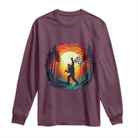 Bigfoot Racing Long Sleeve Shirt Sasquatch Checkered Flag - Wonder Print Shop