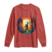 Bigfoot Racing Long Sleeve Shirt Sasquatch Checkered Flag - Wonder Print Shop
