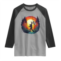 Bigfoot Racing Raglan Shirt Sasquatch Checkered Flag - Wonder Print Shop