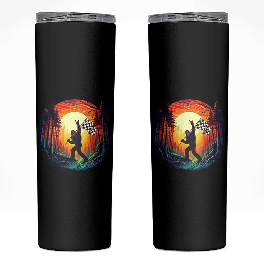 Bigfoot Racing Skinny Tumbler Sasquatch Checkered Flag