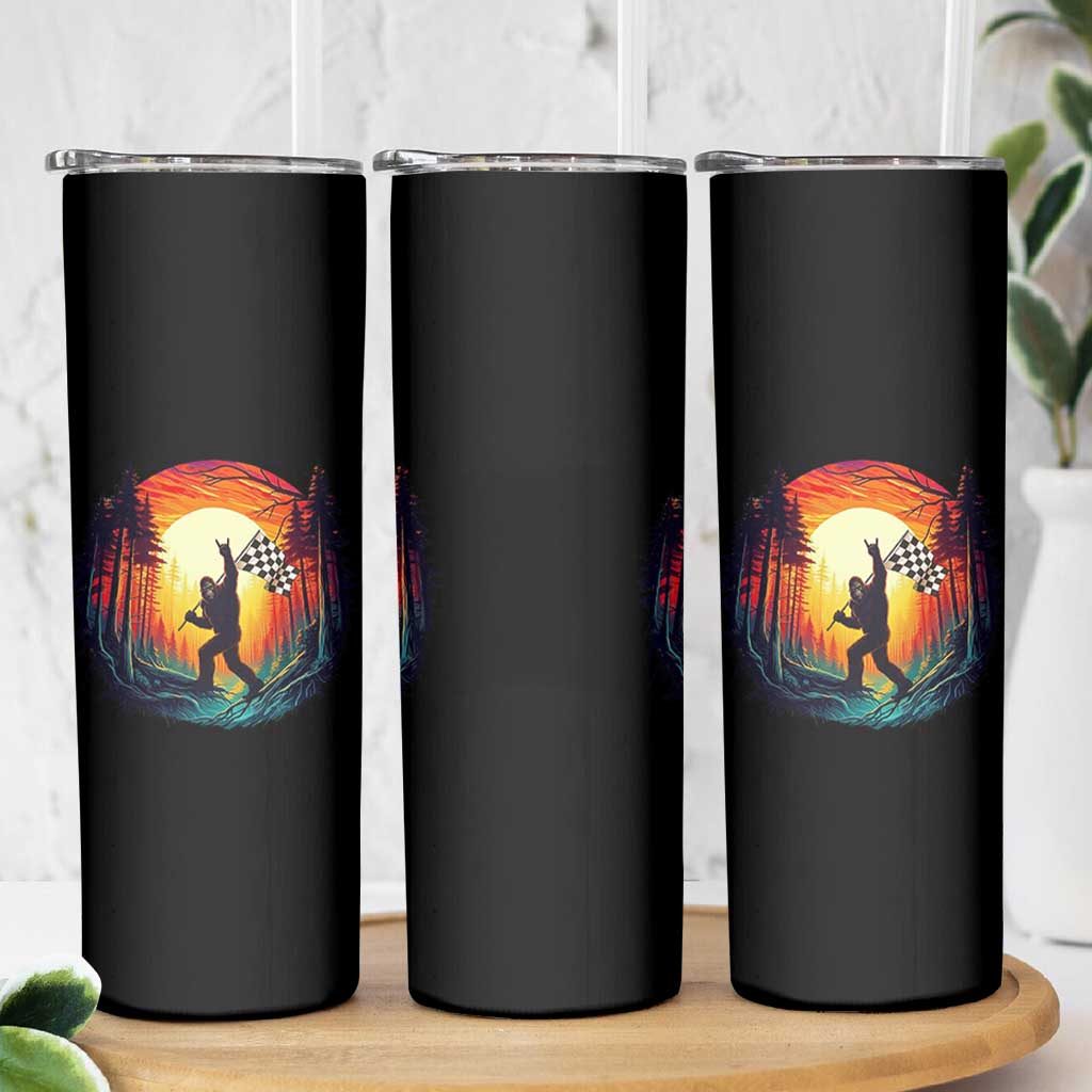 Bigfoot Racing Skinny Tumbler Sasquatch Checkered Flag