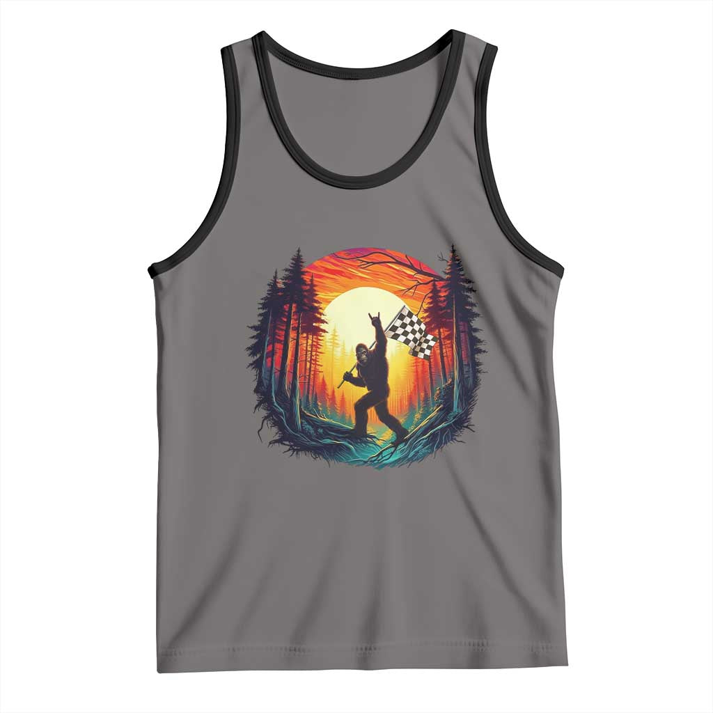 Bigfoot Racing Tank Top Sasquatch Checkered Flag - Wonder Print Shop