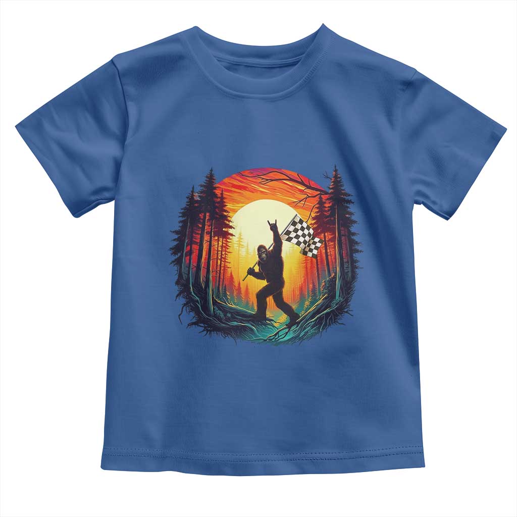 Bigfoot Racing Toddler T Shirt Sasquatch Checkered Flag - Wonder Print Shop