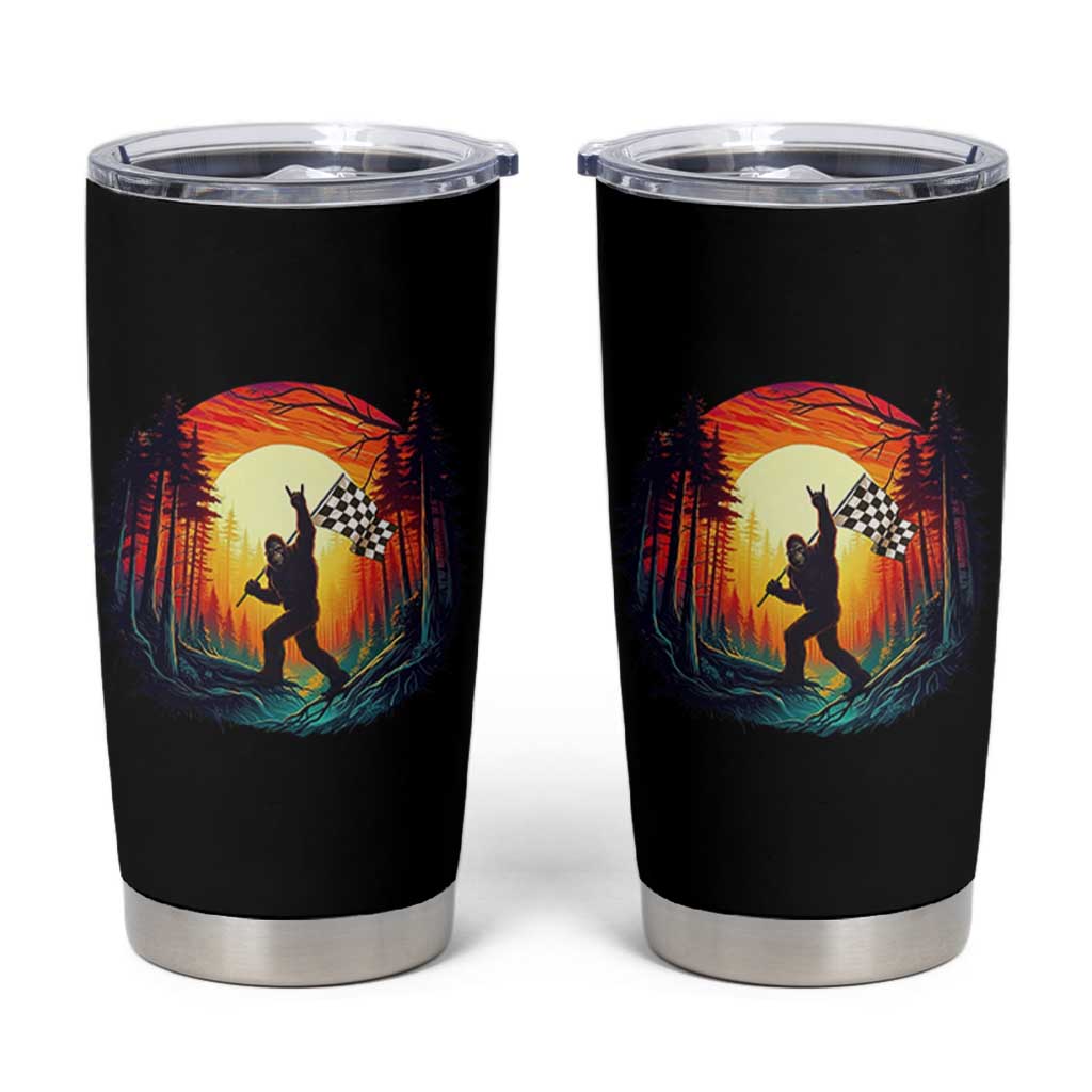 Bigfoot Racing Tumbler Cup Sasquatch Checkered Flag
