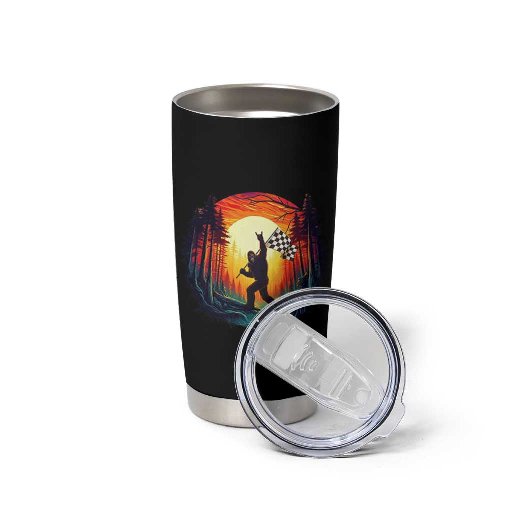 Bigfoot Racing Tumbler Cup Sasquatch Checkered Flag