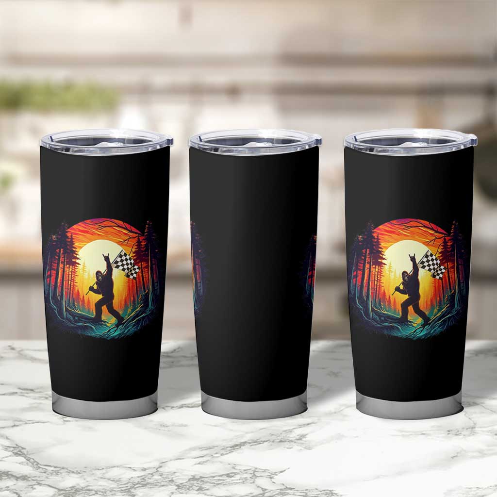 Bigfoot Racing Tumbler Cup Sasquatch Checkered Flag