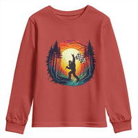Bigfoot Racing Youth Sweatshirt Sasquatch Checkered Flag - Wonder Print Shop