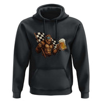 Funny Bigfoot Hoodie Sasquatch Drinking Beer Racing Car - Wonder Print Shop