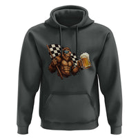Funny Bigfoot Hoodie Sasquatch Drinking Beer Racing Car - Wonder Print Shop
