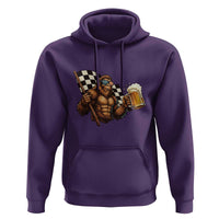Funny Bigfoot Hoodie Sasquatch Drinking Beer Racing Car - Wonder Print Shop