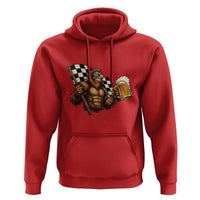 Funny Bigfoot Hoodie Sasquatch Drinking Beer Racing Car - Wonder Print Shop