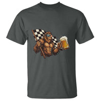 Funny Bigfoot T Shirt Sasquatch Drinking Beer Racing Car - Wonder Print Shop