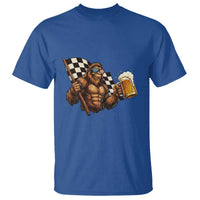 Funny Bigfoot T Shirt Sasquatch Drinking Beer Racing Car - Wonder Print Shop
