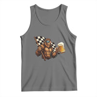 Funny Bigfoot Tank Top Sasquatch Drinking Beer Racing Car - Wonder Print Shop