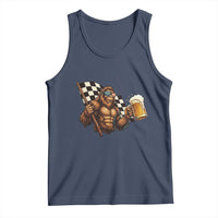 Funny Bigfoot Tank Top Sasquatch Drinking Beer Racing Car - Wonder Print Shop