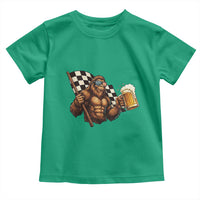 Funny Bigfoot Toddler T Shirt Sasquatch Drinking Beer Racing Car - Wonder Print Shop