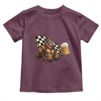 Funny Bigfoot Toddler T Shirt Sasquatch Drinking Beer Racing Car - Wonder Print Shop