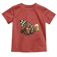 Funny Bigfoot Toddler T Shirt Sasquatch Drinking Beer Racing Car - Wonder Print Shop