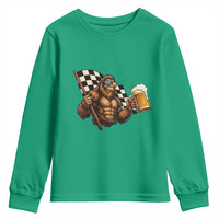 Funny Bigfoot Youth Sweatshirt Sasquatch Drinking Beer Racing Car - Wonder Print Shop