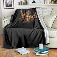 Funny Bigfoot BBQ Party Throw Blanket Sasquatch Drinking Beer Celebrate Championship - Wonder Print Shop