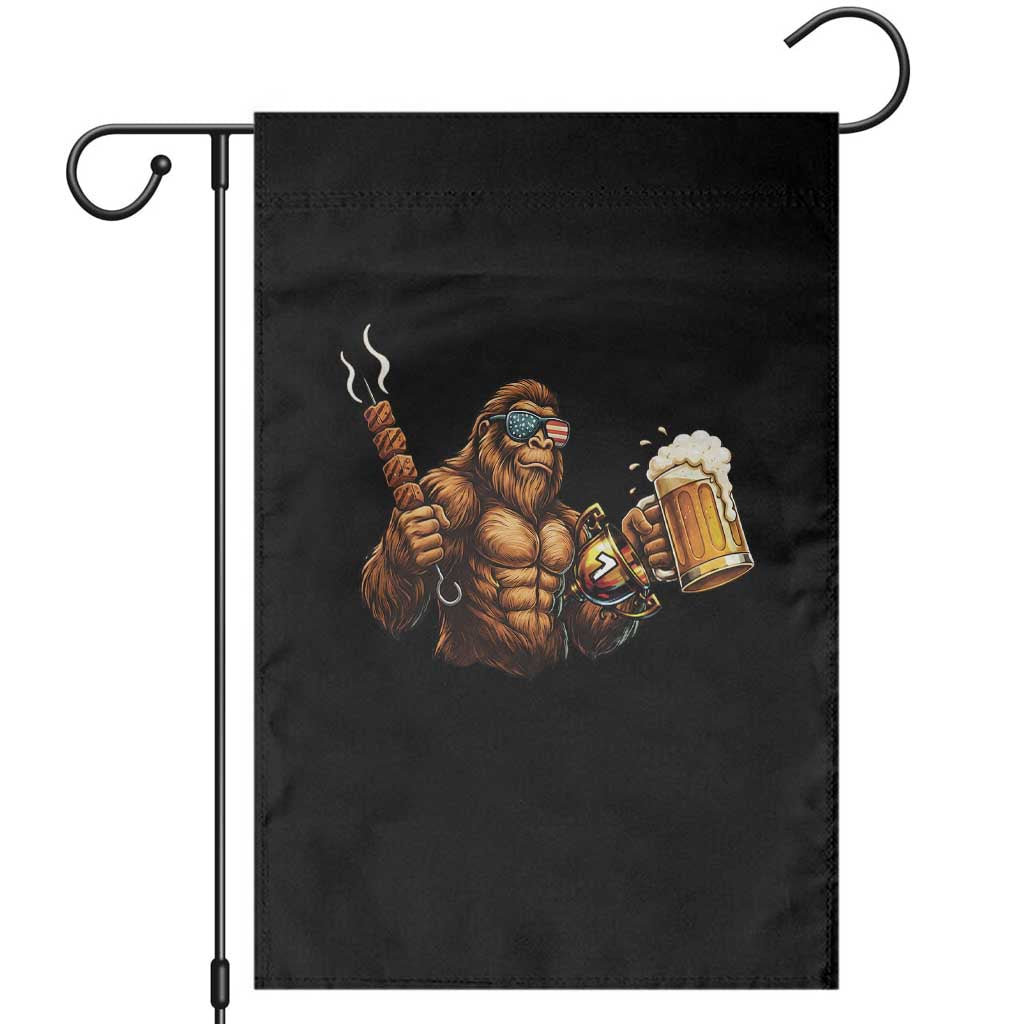 Funny Bigfoot BBQ Party Garden Flag Sasquatch Drinking Beer Celebrate Championship - Wonder Print Shop