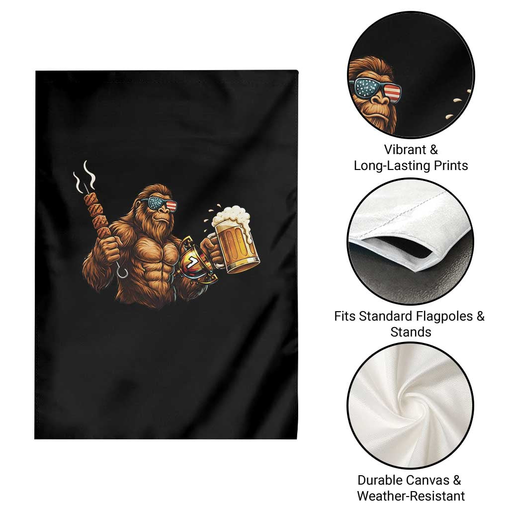 Funny Bigfoot BBQ Party Garden Flag Sasquatch Drinking Beer Celebrate Championship - Wonder Print Shop