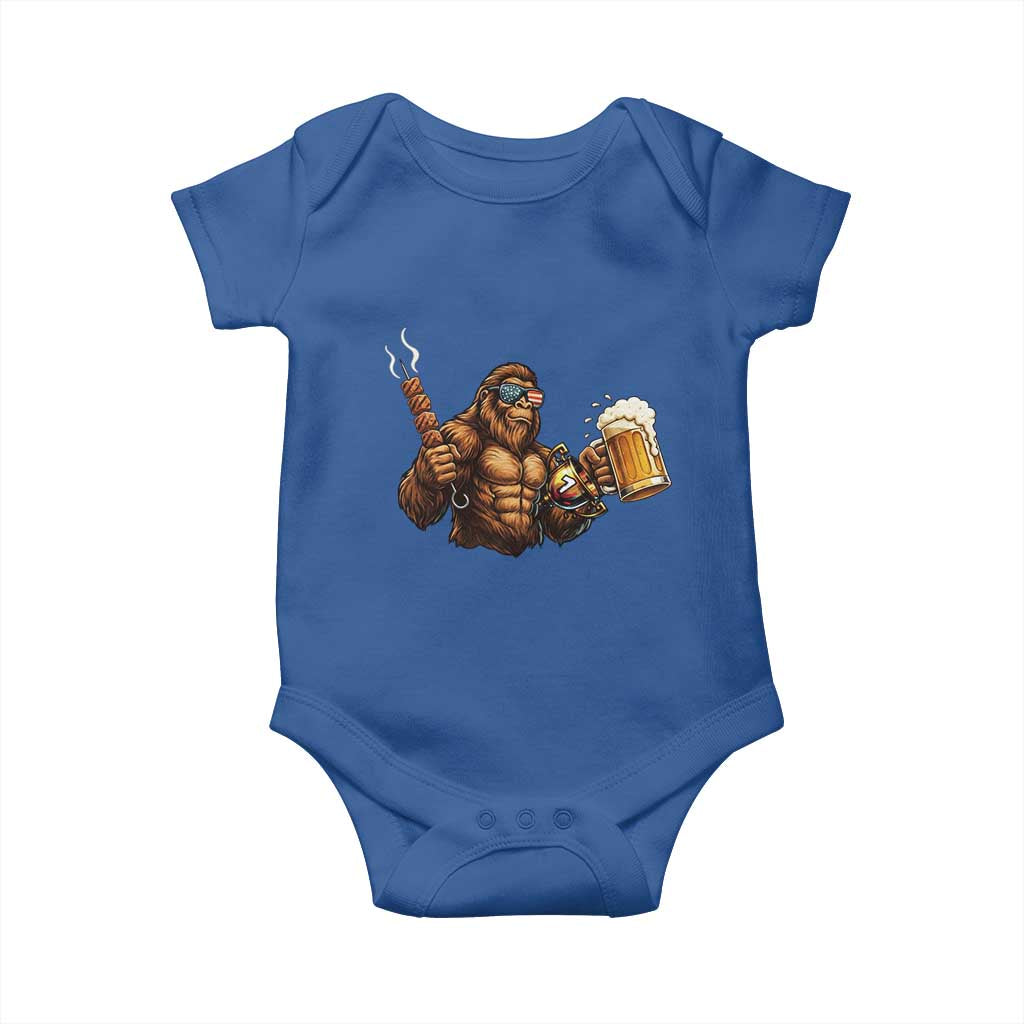Funny Bigfoot BBQ Party Baby Onesie Sasquatch Drinking Beer Celebrate Championship - Wonder Print Shop