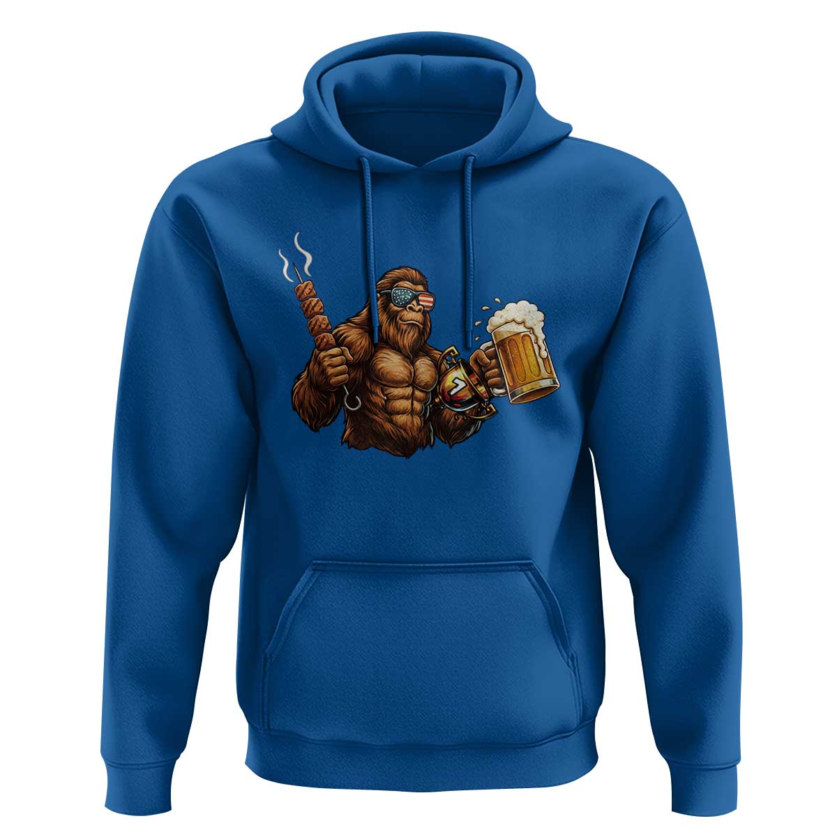 Funny Bigfoot BBQ Party Hoodie Sasquatch Drinking Beer Celebrate Championship - Wonder Print Shop