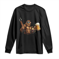 Funny Bigfoot BBQ Party Long Sleeve Shirt Sasquatch Drinking Beer Celebrate Championship - Wonder Print Shop