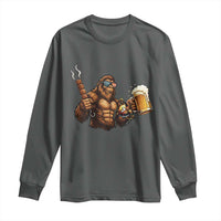 Funny Bigfoot BBQ Party Long Sleeve Shirt Sasquatch Drinking Beer Celebrate Championship - Wonder Print Shop
