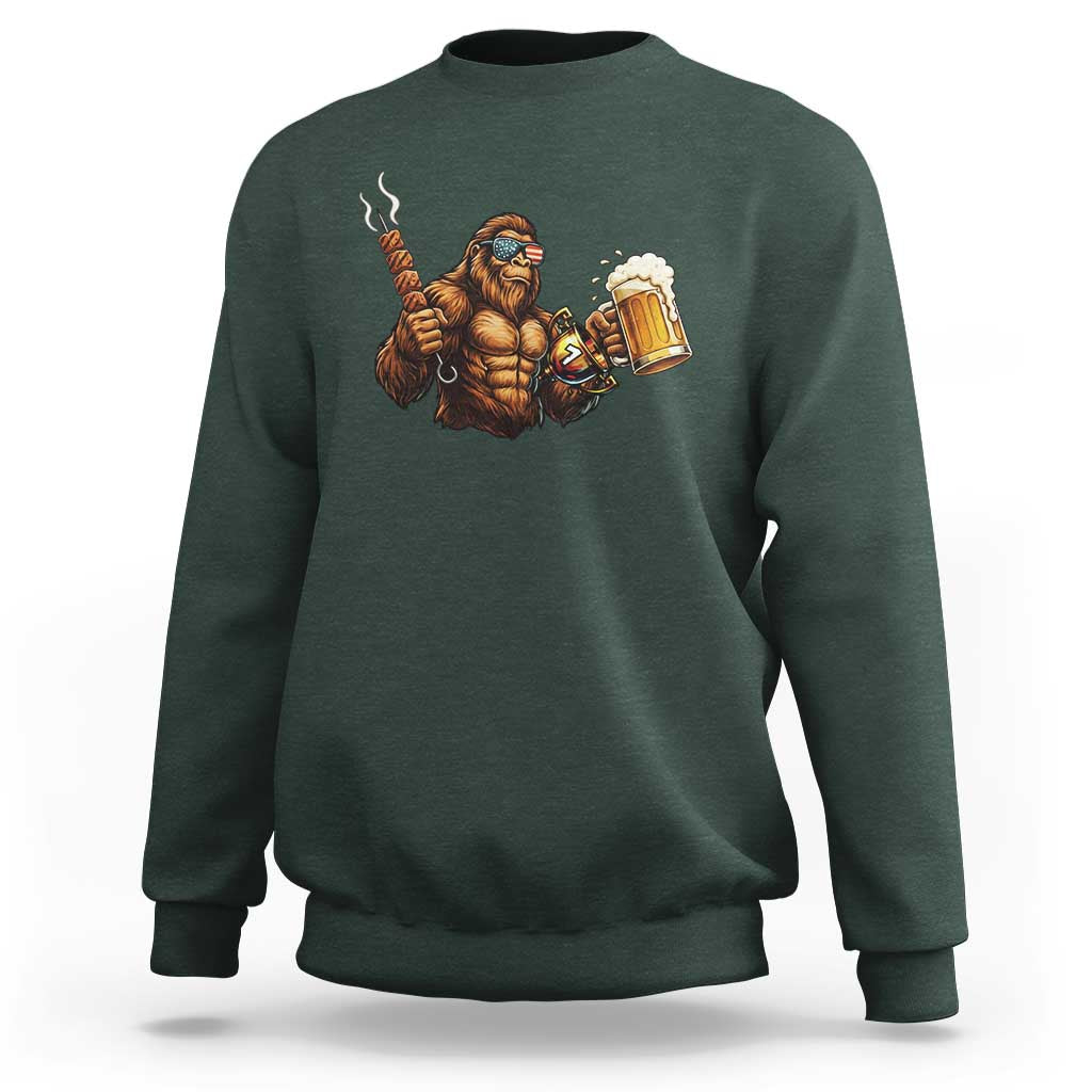 Funny Bigfoot BBQ Party Sweatshirt Sasquatch Drinking Beer Celebrate Championship - Wonder Print Shop