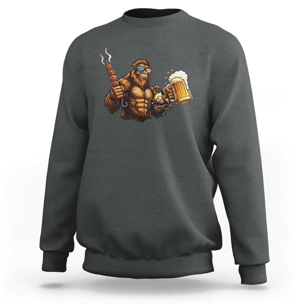 Funny Bigfoot BBQ Party Sweatshirt Sasquatch Drinking Beer Celebrate Championship - Wonder Print Shop