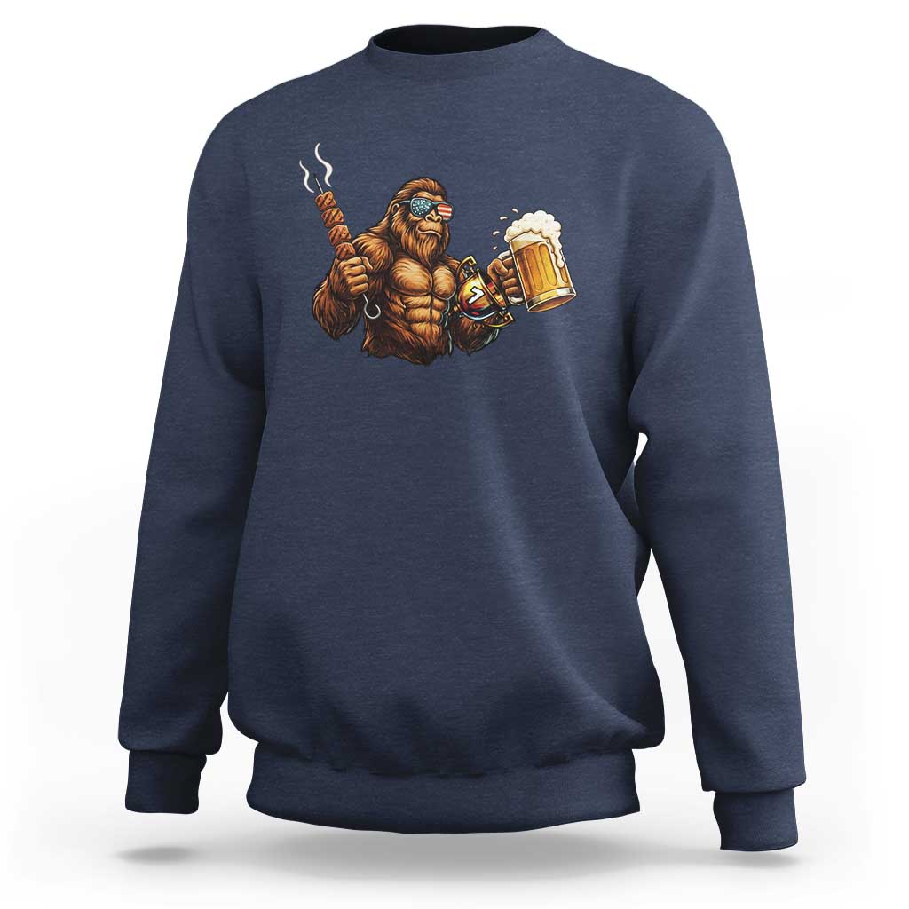 Funny Bigfoot BBQ Party Sweatshirt Sasquatch Drinking Beer Celebrate Championship - Wonder Print Shop
