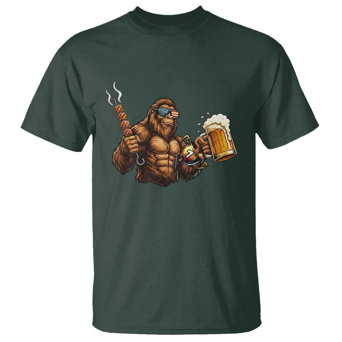 Funny Bigfoot BBQ Party T Shirt Sasquatch Drinking Beer Celebrate Championship - Wonder Print Shop