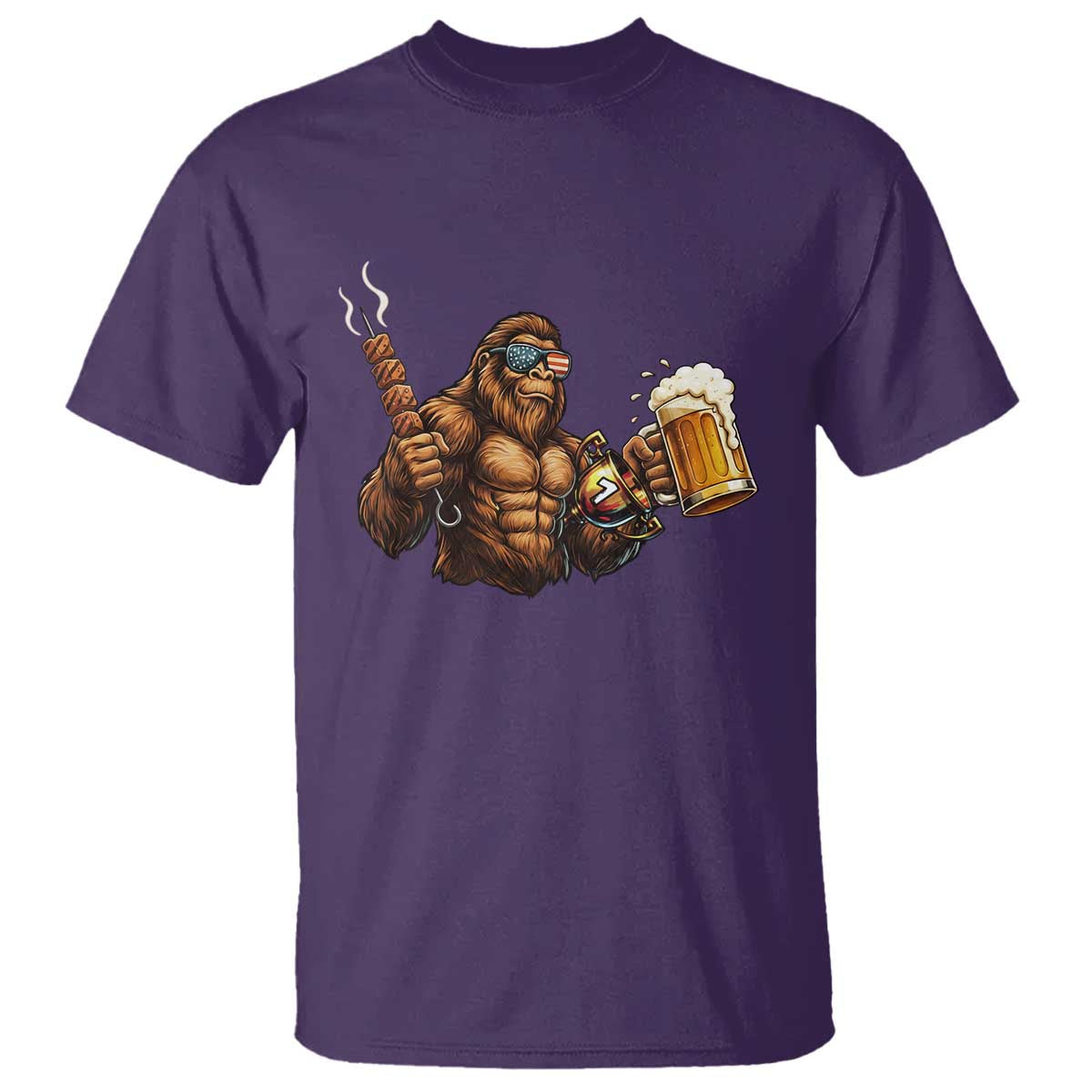 Funny Bigfoot BBQ Party T Shirt Sasquatch Drinking Beer Celebrate Championship - Wonder Print Shop