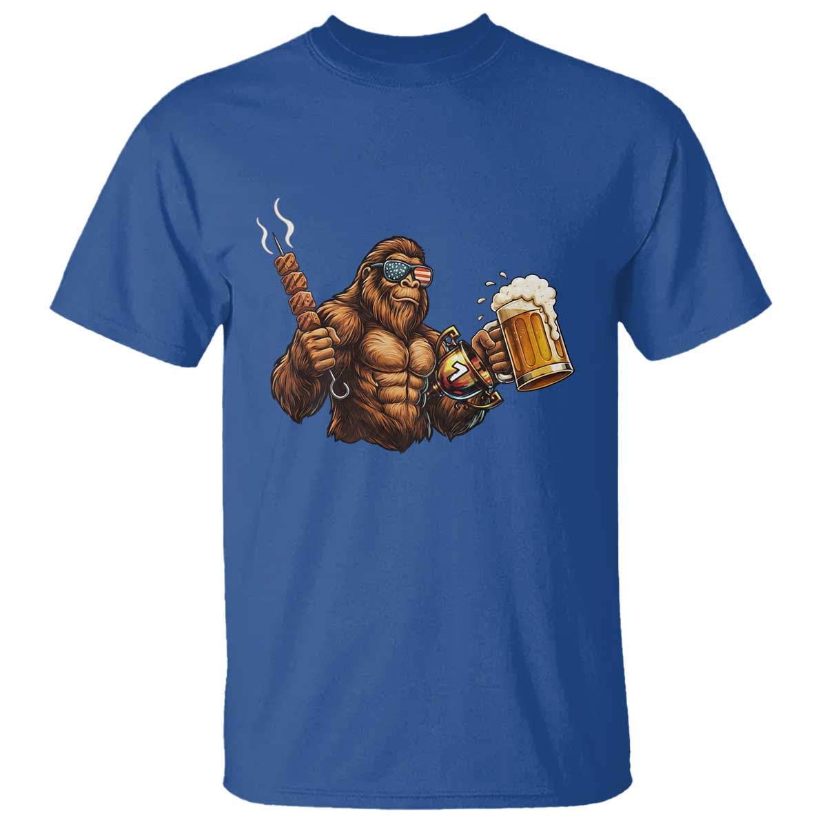 Funny Bigfoot BBQ Party T Shirt Sasquatch Drinking Beer Celebrate Championship - Wonder Print Shop