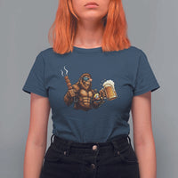 Funny Bigfoot BBQ Party T Shirt For Women Sasquatch Drinking Beer Celebrate Championship - Wonder Print Shop