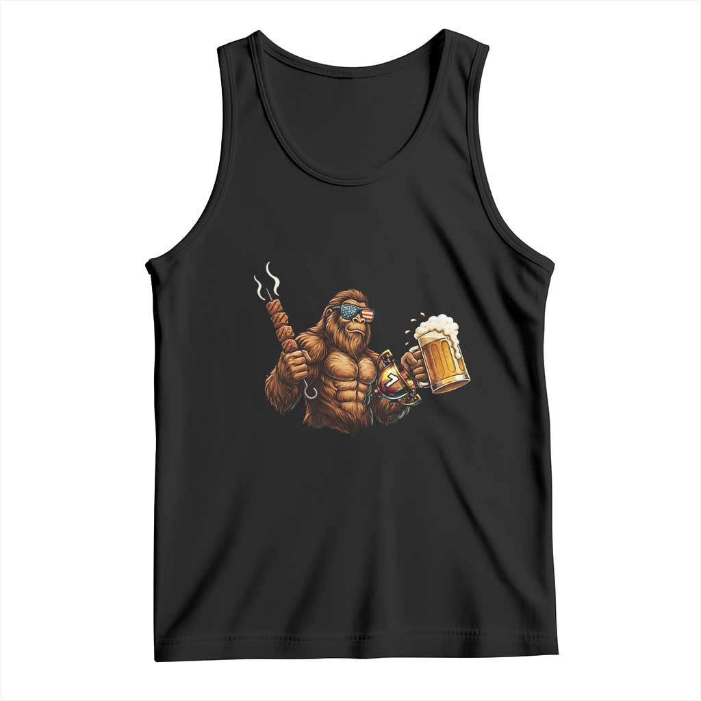 Funny Bigfoot BBQ Party Tank Top Sasquatch Drinking Beer Celebrate Championship - Wonder Print Shop