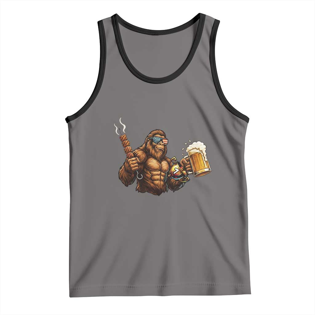 Funny Bigfoot BBQ Party Tank Top Sasquatch Drinking Beer Celebrate Championship - Wonder Print Shop