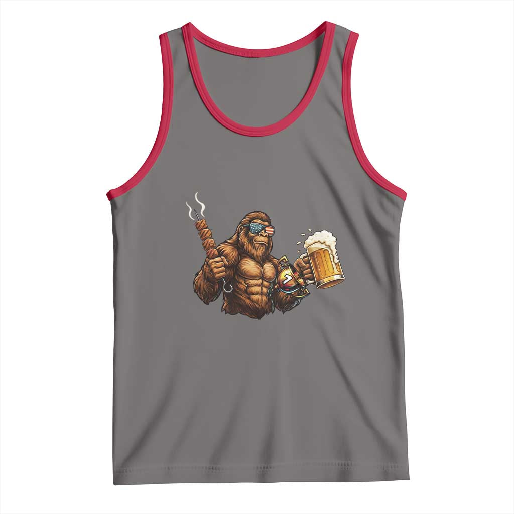 Funny Bigfoot BBQ Party Tank Top Sasquatch Drinking Beer Celebrate Championship - Wonder Print Shop