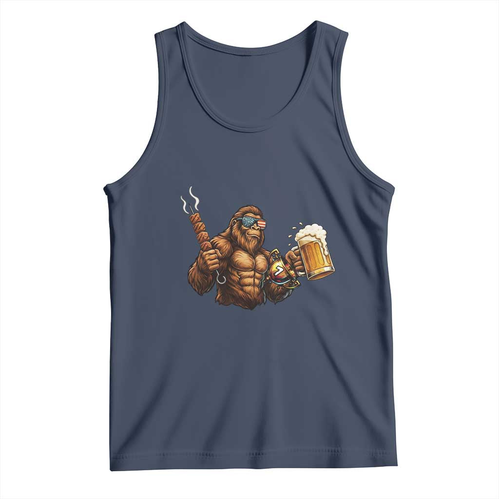 Funny Bigfoot BBQ Party Tank Top Sasquatch Drinking Beer Celebrate Championship - Wonder Print Shop