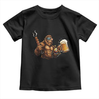 Funny Bigfoot BBQ Party Toddler T Shirt Sasquatch Drinking Beer Celebrate Championship - Wonder Print Shop