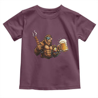 Funny Bigfoot BBQ Party Toddler T Shirt Sasquatch Drinking Beer Celebrate Championship - Wonder Print Shop