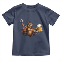 Funny Bigfoot BBQ Party Toddler T Shirt Sasquatch Drinking Beer Celebrate Championship - Wonder Print Shop